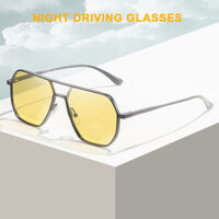 Kính ngủ thời trang Khung hợp kim Kính mắt Tầm nhìn rõ ràng để lái xe Kính râm màu vàng phân cực Giảm đèn pha ô tô Kính ngủ cho khối lái xe Đèn chùm xe an toàn hơn Lái xe