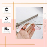 Kính nữ hồng phấn không khung, gọng lớn kính là lựa chọn hiện đại thời thượng