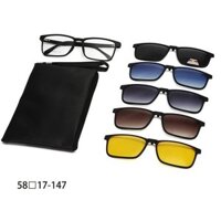 Kính Râm Cận TR90 Clip On Phân Cực Polarized 2 Trong 1 Bộ 5 Kẹp Cao Cấp 12175
