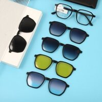 Kính Râm Cận TR90 Clip On Phân Cực Polarized 2 Trong 1 Bộ 5 Kẹp Cao Cấp 12148
