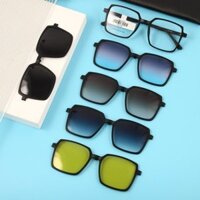 Kính Râm Cận TR90 Clip On Phân Cực Polarized 2 Trong 1 Bộ 5 Kẹp Cao Cấp 12183