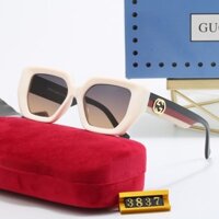 Kính râm cao cấp GUCCI Double G phong cách mới HT3837 Kính râm kỳ nghỉ xu hướng châu Âu Mỹ