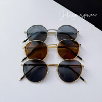 Kính râm dáng oval thầy bói, kính mát viền kim loại cao cấp Jelly eyewear, tròng UV400 bảo vệ mắt