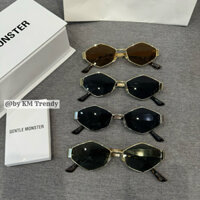 Kính râm hình kim cương Kính râm thời trang nam nữ kính râm đa giác khung nhỏ bằng kim loại(full box)