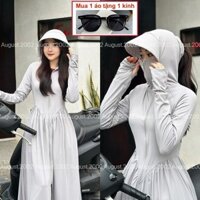 [Kính râm không có áo sơ mi 2 lớp] Váy chống nắng toàn thân dành cho nữ, vải mềm mát mẻ, chống tia cực tím, thể thao EWXI