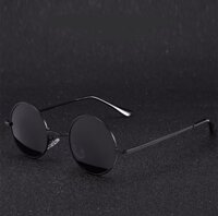 Kính râm, Kính mát Mắt Tròn Thầy Bói Unisex cho Nam và Nữ - Form Nhỏ ĐEN