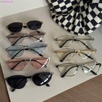 Kính râm mắt mèo CYBERGLIDE, Kính hình bầu dục nữ cổ điển bằng kim loại, Retro Y2k UV400 Punk Cay Girls Shades Kính mắt