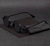 Kính râm mắt tròn siêu nhỏ cực chất - Mắt Đen - Gọng Đen