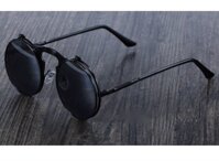 Kính râm Mắt Tròn Thầy Bói 2 Lớp Gọng Lò Xo - Gọng Đen