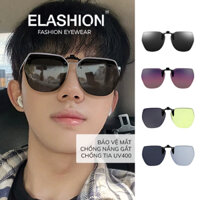 Kính râm Nam Nữ ELASHION dạng kẹp, Kính kẹp tiện lợi dễ dàng bỏ túi chống tia UV400 bảo vệ mắt cho người cận thị - E107