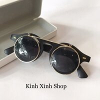 Kính râm Nam Nữ Mắt Tròn 2 Tròng Lật 2in1