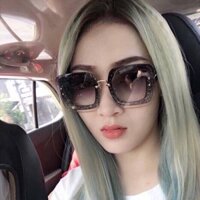Kính râm nữ Mắt vuông to nhũ kim tuyến