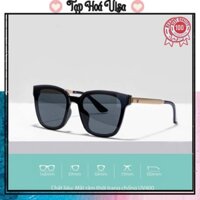 Kính râm THU23 kính râm thời trang nam nữ vuông đen chữ V gọng kim loại vàng hàng loại 1 chống tia uv400, ánh sáng xanh