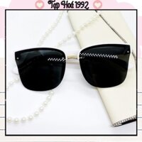 Kính râm tràn viền cao cấp cho phái đẹp, gọng kính mát vuông đen siêu nhẹ, kính hottrend gọng mảnh viền đen trắng