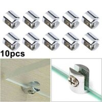 Kính Set 10 Kẹp Đỡ Kính Bằng Hợp Kim Kẽm Màu Bạc Cố Định Cho Phòng Tắm