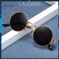 Kính thầy bói tròn cao cấp viền vàng phong cách vintage luxury - Tặng hộp đựng kính khăn lau