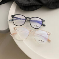 Kính thời trang 2023 form tròn kim loại bọc nhựa gọng dẻo siêu nhẹ cắt được cận
