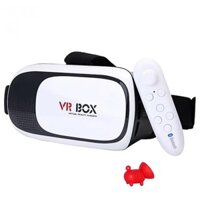 Kính thực tế ảo VR Box phiên bản 2 (Trắng) và tay cầm chơi game tặng 1 giá đỡ điện thoại hình con heo - Hàng nhập khẩu