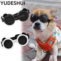 Kính tròn cổ điển YudhUI Pet, Silicon chống tia cực tím + PC + Nylon Cat Dog Kính mát, Đạo cụ chụp ảnh thú cưng mát mẻ có thể điều chỉnh Dây chống gió cho chó Kính xe máy Chó mèo