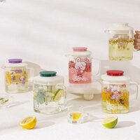 Kính uống trong suốt LEOTA, Cốc trà thủy tinh chịu nhiệt tách có nắp, Vòi ngắn vuông dung tích lớn Tay cầm chống bỏng Tay cầm trong suốt Máy pha trà sữa