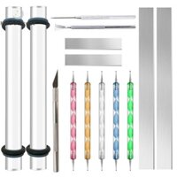 Kính vạn hoa 14 Dụng cụ đất sét Polymer Con lăn Acrylic Đất sét Cán Pin với vòng dày Khăn giấy Lưỡi điêu khắc Bông tai Bộ dụng cụ làm đồ dùng Máy thái lát Dao chấm Công cụ trang sức Accesso