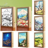 Kính vạn hoa Tranh dạ quang Khung gỗ Tranh ánh sáng Khung ảnh Đèn ngủ Led Trang trí phòng ngủ sinh nhật Quà tặng Giáng sinh Đèn mặt trăng Đẹp