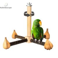 Kính vạn hoa Xoay vẹt Đồ chơi cá rô có đồ chơi nhai, Giá đỡ cá rô chim bằng gỗ có đồ chơi nhai, Phụ kiện lồng chim có bánh xe tập thể dục đẹp