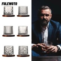 Kính Whisky xoay FILEWOTO, có đế cốc thủy tinh 300ML, Quà tặng sáng tạo Kính uống nước xoay 360