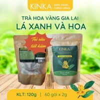 KINKA - Trà Hoa Vàng Gia Lai - Lá Xanh & Hoa KINKA Túi tiết kiệm - 60 gói x 2g