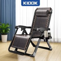 KIOOK Ghế Xếp Thư Giãn Ghế Mây Gấp Gọn Ghế Nằm Thư Giãn Ghế Ngủ Trưa Vải Tấm Mây Đan