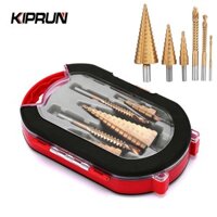 Kiprun 6 CÁI Bộ mũi khoan bước bằng thép titan HSS 4-12 / 20 / 32mm Dụng cụ cưa lỗ khoan + Máy khoan cưa 3 / 6 / 8
