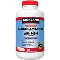 Kirkland Glucosamine  HCL with MSM 1500mg hộp 375 viên - nội địa Mỹ. Giảm đau và bổ xương khớp chắc khỏe