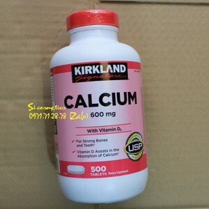 Viên uống bổ sung canxi Kirkland Signature Calcium 600mg + D3 500 viên