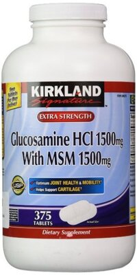 Kirkland Signature Extra Strength Glucosamine HCI 1500mg, With MSM 1500 mg, 375-Count Tablets