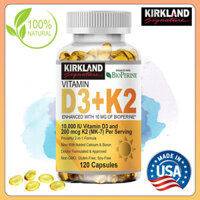 KIRKLAND Vitamin D3 K2 10000 IU (250mcg) D3 + 200mcg K2 MK7 Thực phẩm bổ sung hỗ trợ miễn dịch với BioPerine