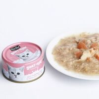 Kit Cat White Meat Tuna Flakes & Salmon With Goat Milk - Thức ăn ướt thịt cá ngừ trăng , cá hồi với sữa dê cho mèo 60g