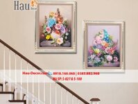 Kit tranh thêu ruy băng Bộ 2 bức Lọ Hoa Nghệ Thuật S-027 & S-100