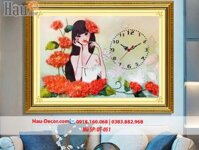 Kit tranh thêu ruy băng Đồng hồ Cô Gái OT-051
