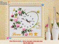 Kit tranh thêu ruy băng Đồng hồ Hoa Hồng Trái Tim B00017