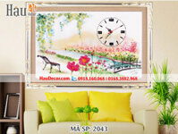 Kit tranh thêu ruy băng đồng hồ dòng sông đẹp AD02-043