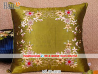 Kit tranh thêu ruy băng gối xanh rêu 6058