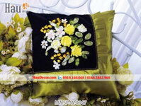 Kit tranh thêu ruy băng gối xanh A-0047