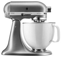 KitchenAid KSM150WPCU Artisan 5-Quart Stand Mixer, Silver with White Staniless Steel Bowl