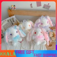 Kkala Cute Bunny Handbag Fluffy Fur Cartoon Plush Animals Wallets Bag with Artificial Pearl Straps for Girls