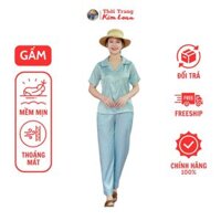 [KL01,KL02,KL03,KL04,KL05] - Đồ bộ Pijama nữ tay ngắn phối hoạ tiết, chất liệu gấm cao cấp