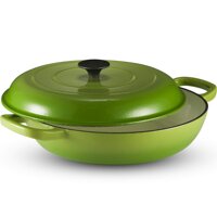 Klee Enameled Cast Iron Nonstick Sauce Pan with Lid, 3.8 Qt, 12-inch (Green)