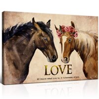 KLVOS Two Horse Wall Art Print on Canvas If I Know What Love is, It is Because of You Motivational Quote Wall Decor Framed Animal Picture for Bedro...