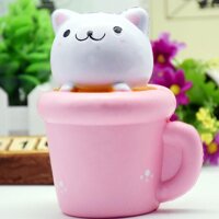 KM Cute PU Cat Toy Slow Rising Squishy Cupcake Cat Cute Kitty Squeeze Toys Gifts for Kids