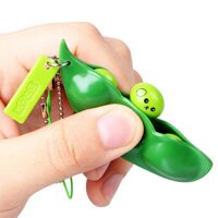 KM Lovely Green Soy Bean Key Chain Hanging Pendant Squeezing Toy Stress Reliever Ornament Gift