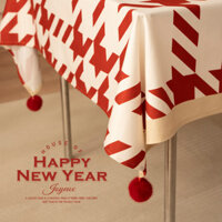 KMEIT Năm Mới Khăn Trải Bàn Chống Thấm Nước Chống Dầu Dùng Một Lần Màu Đỏ Cưới Bàn Cà Phê Không Khí Ánh Sáng Sang Trọng Cao Cấp Khăn Trải Bàn Khăn Trải Bàn